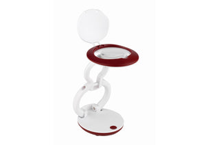 Compact and foldable LED magnifier, with red and white casing