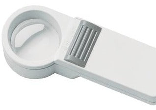 Mobilux Economy - circular 7X magnifier housed in white PXM plastic with handle
