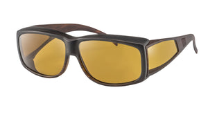 Black framed glasses with yellow filter lenses