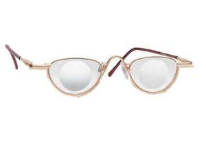 Oval spectacles with gold front and tortoiseshell temples