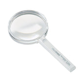 Load image into Gallery viewer, Circular magnifier with clear handle, product name and magnification on handle 
