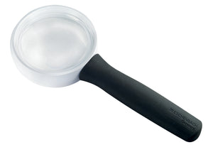 Circular magnifier with matt black handle