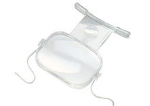 Load image into Gallery viewer, Clear plastic encasing large rectangular magnifying lens with a smaller, higher powered magnifying lens below. Clear feet designed to sit on chest and neck strap are shown.
