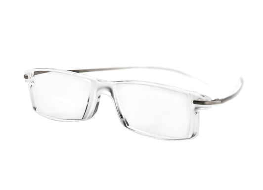 Rectangular frame (clear front) with gun metal coloured temples
